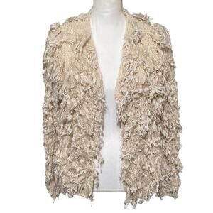 Shaggy y2k 2000s Women's Fringe Knit Open Cardigan size Medium Boho Forever 21